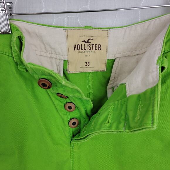 VTG‎ Hollister Shorts Mens 28 Lime Green Button Fly Flat Front 7" Inseam - Picture 3 of 4